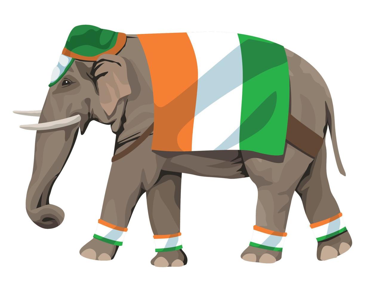 bandera india en elefante vector