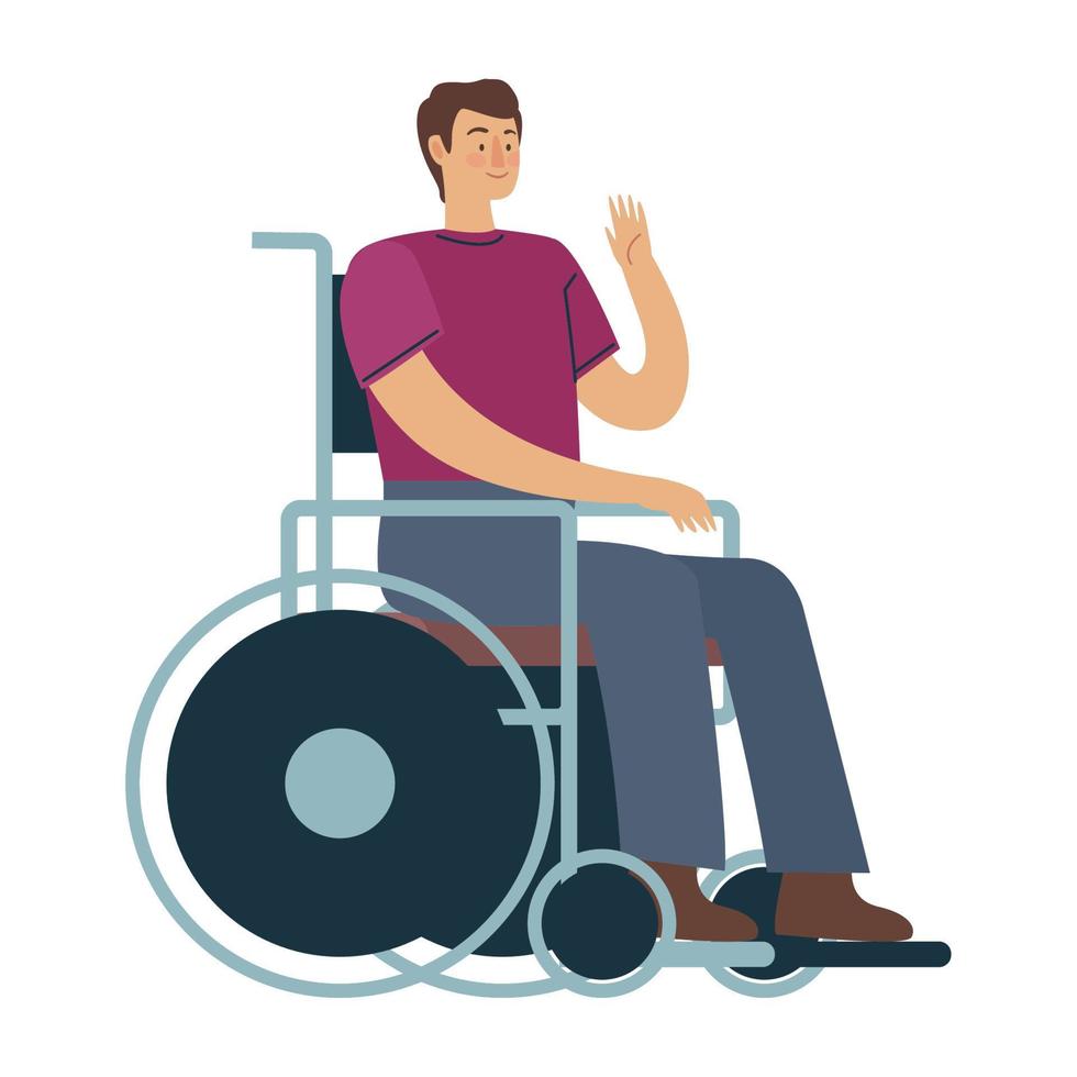 hombre discapacitado en silla de ruedas vector