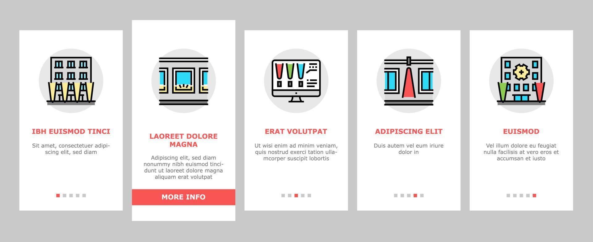 Facade Lighting Tool Onboarding Icons Set Vector