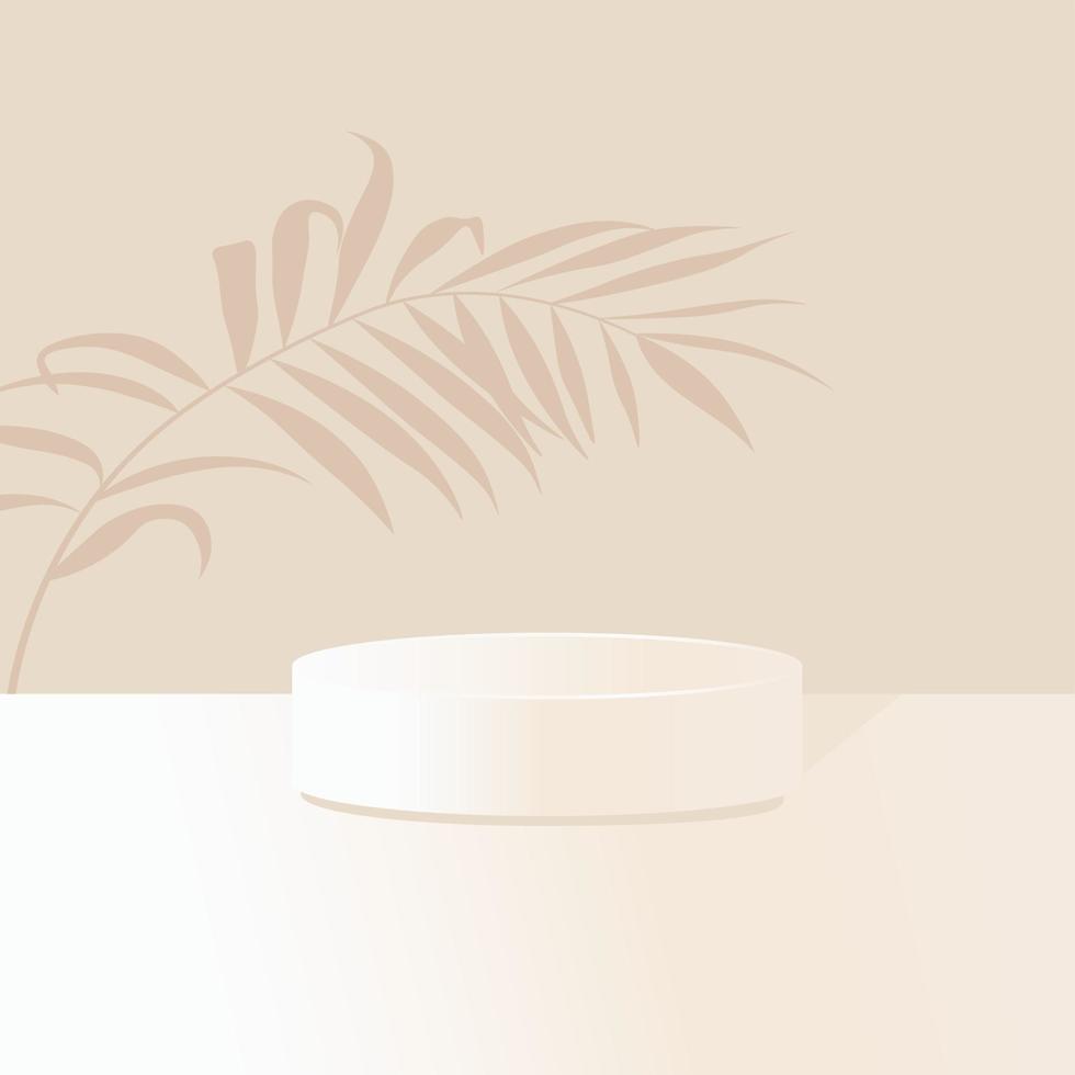 background vector 3D platform, podium. 3d background products display podium scene with palm leaf geometric platform.  stand to show cosmetic product.  Luxury background