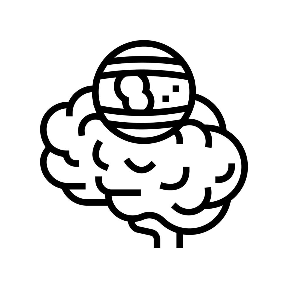 trazo cerebro problema línea icono vector ilustración