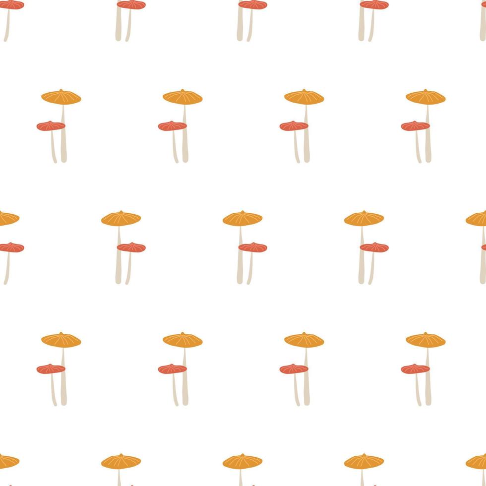 Mushroom pattern. Hand-drawn cartoon mushrooms on a pattern for textiles, wallpaper, fabric. vector
