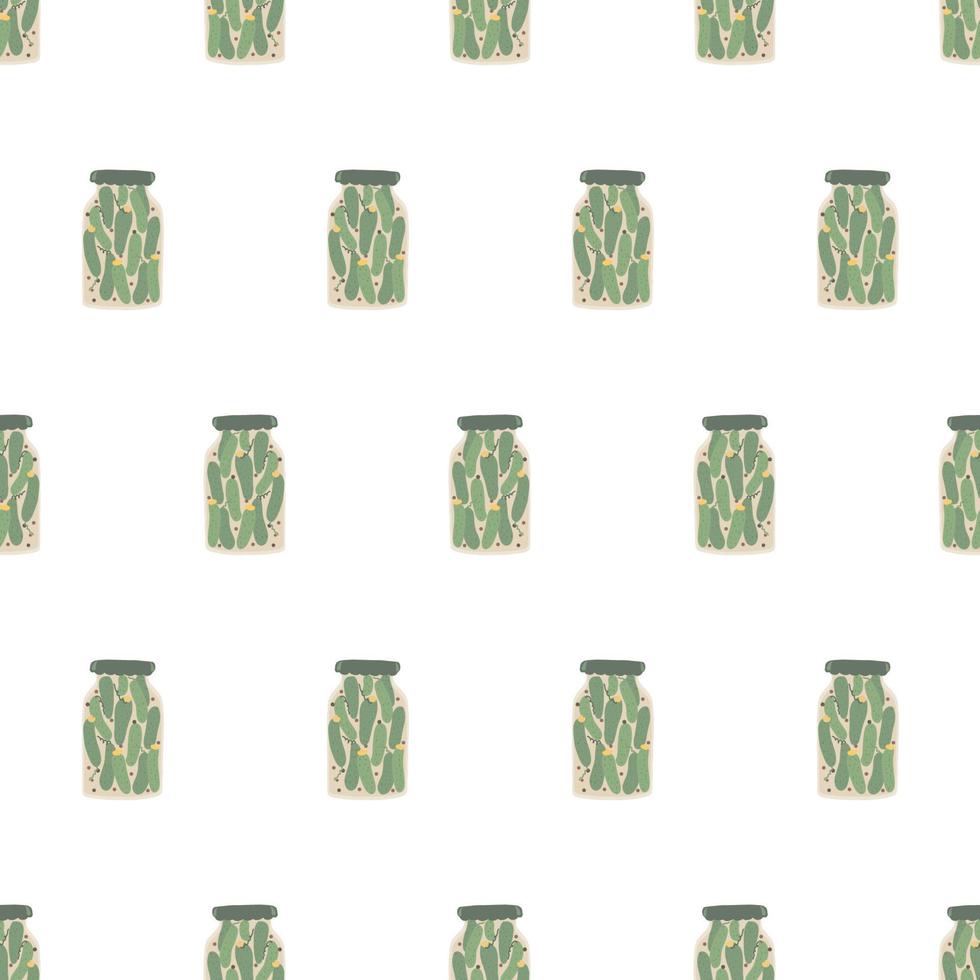 Pickles pattern. Seams in jars on a pattern for kitchen textiles, napkins, tablecloths. vector