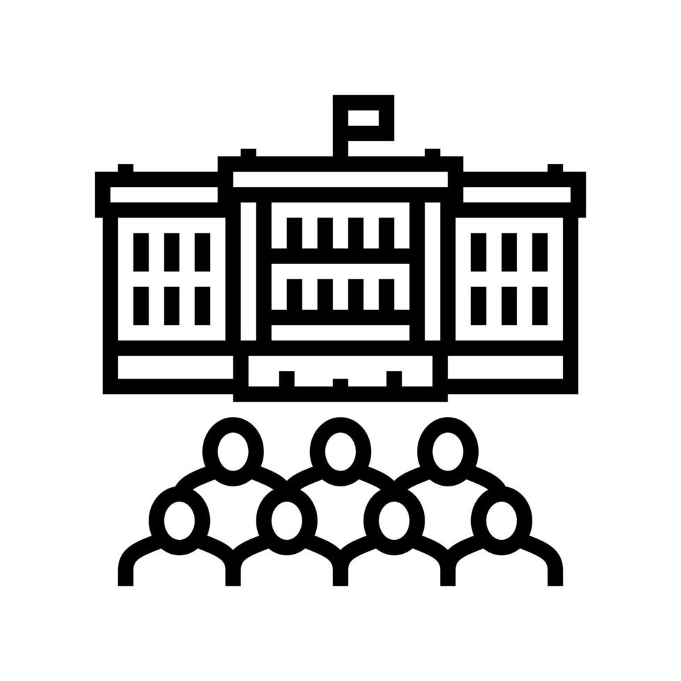 ilustración de vector de icono de línea de edificio de gobierno