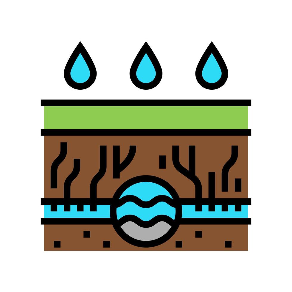 ilustración de vector de icono de color de sistema de drenaje de canalón de lluvia