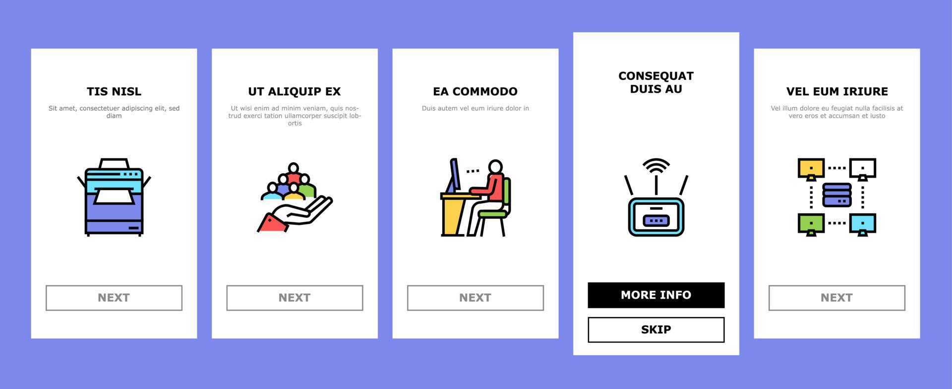 Coworking Service Onboarding Icons Set Vector
