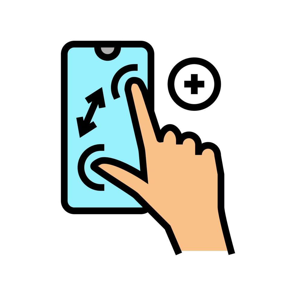 zoom in gesture phone screen color icon vector illustration