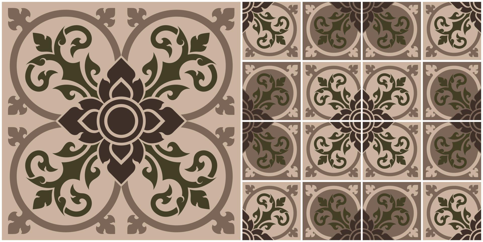 Seamless pattern applied Thai art tile vector
