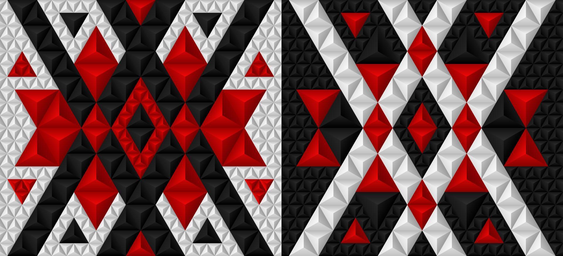 Abstract Background 3D Triangle Red Black White vector