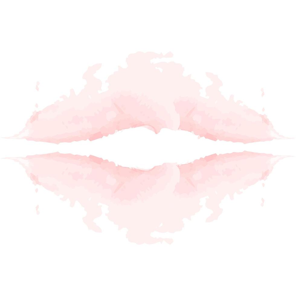 Abstract watercolor stain in the shape of lips in a trendy soft pink color. Abstract. Isolate vector