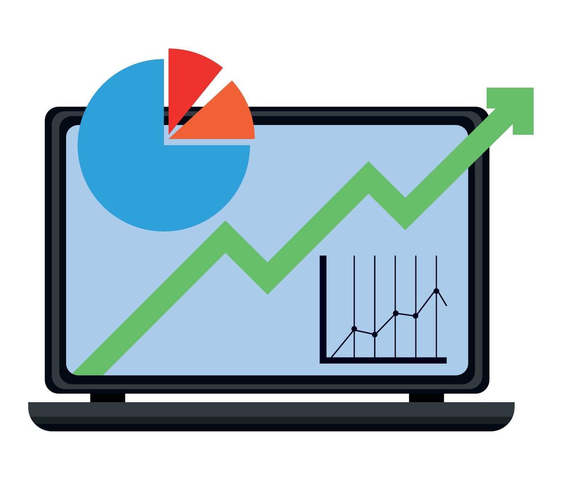 laptop with statistics vector