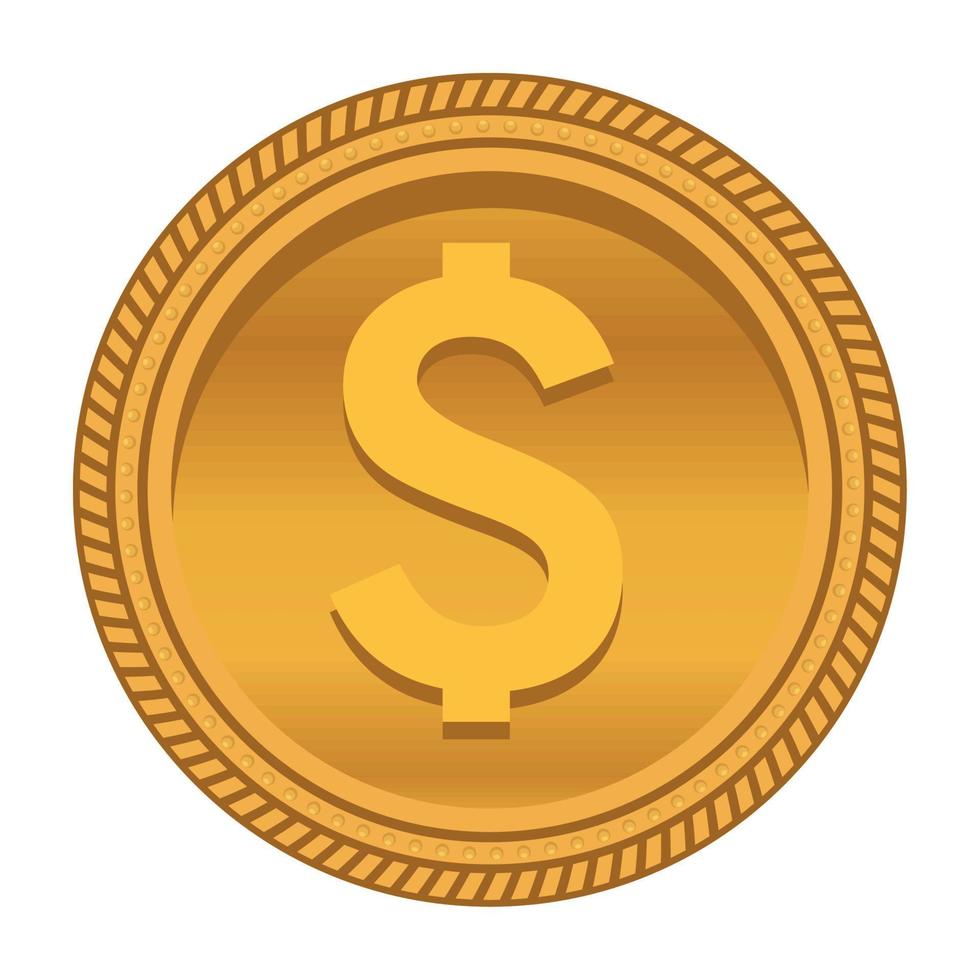 golden coin money dollar vector