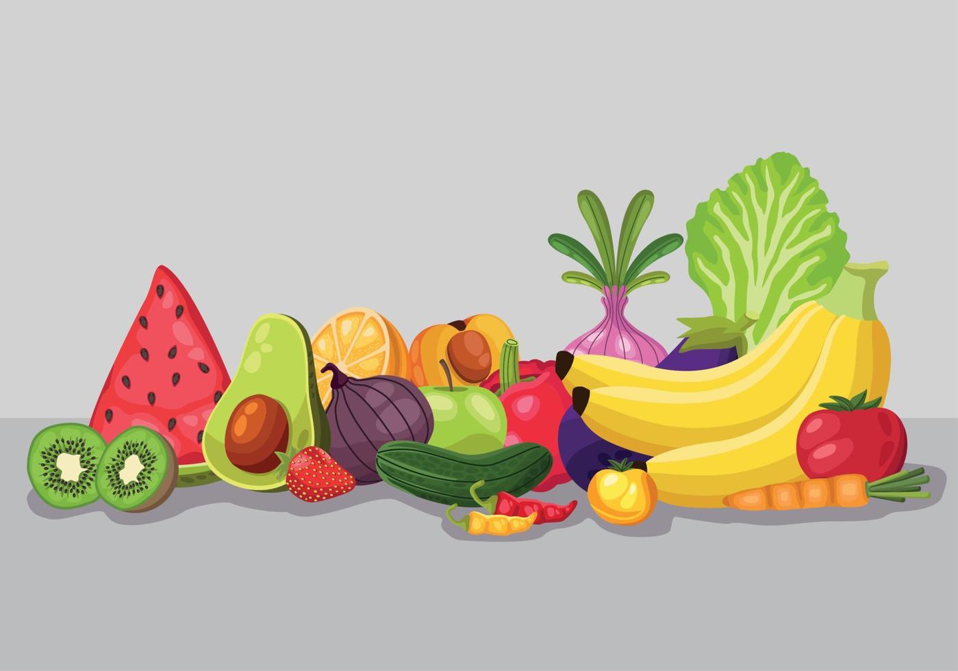 fruits and vegetables healthy vector