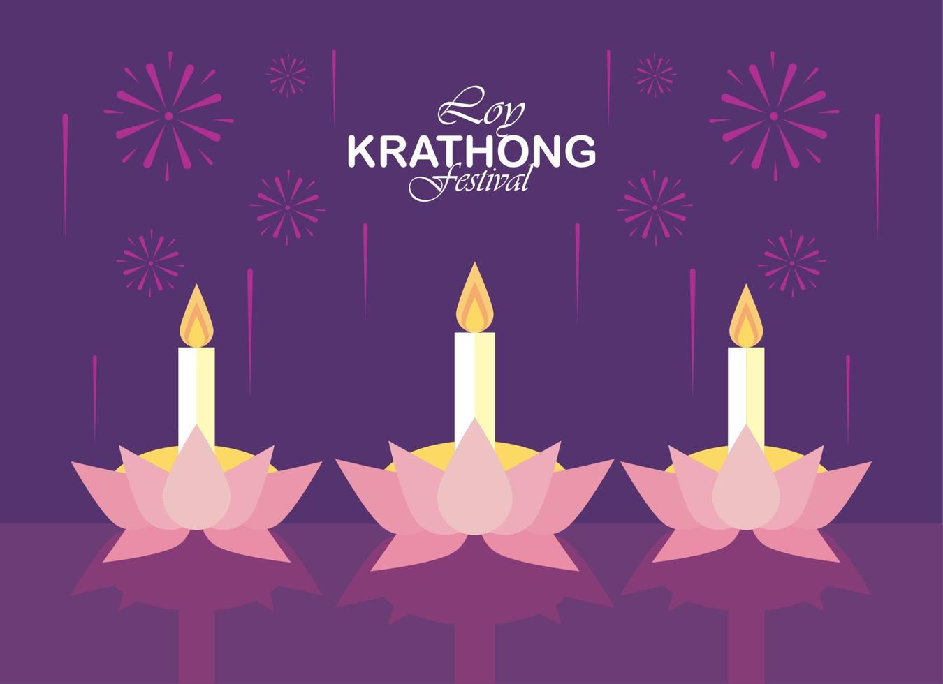 loy krathong lettering celebration vector