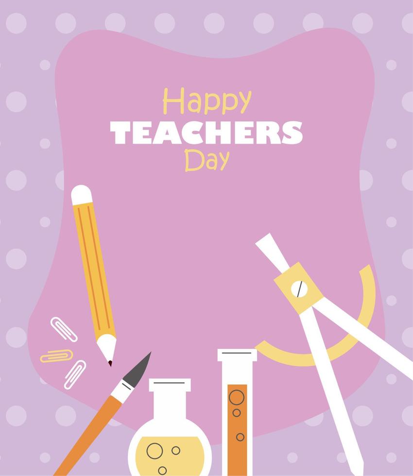 happy teachers day lettering poster vector