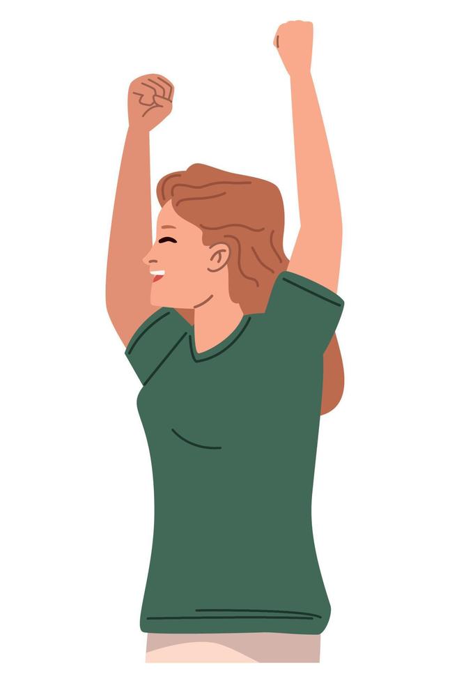 young woman celebrating character vector