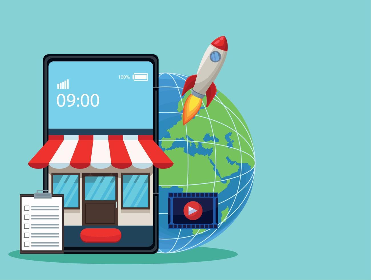 digital marketing in smartphone vector