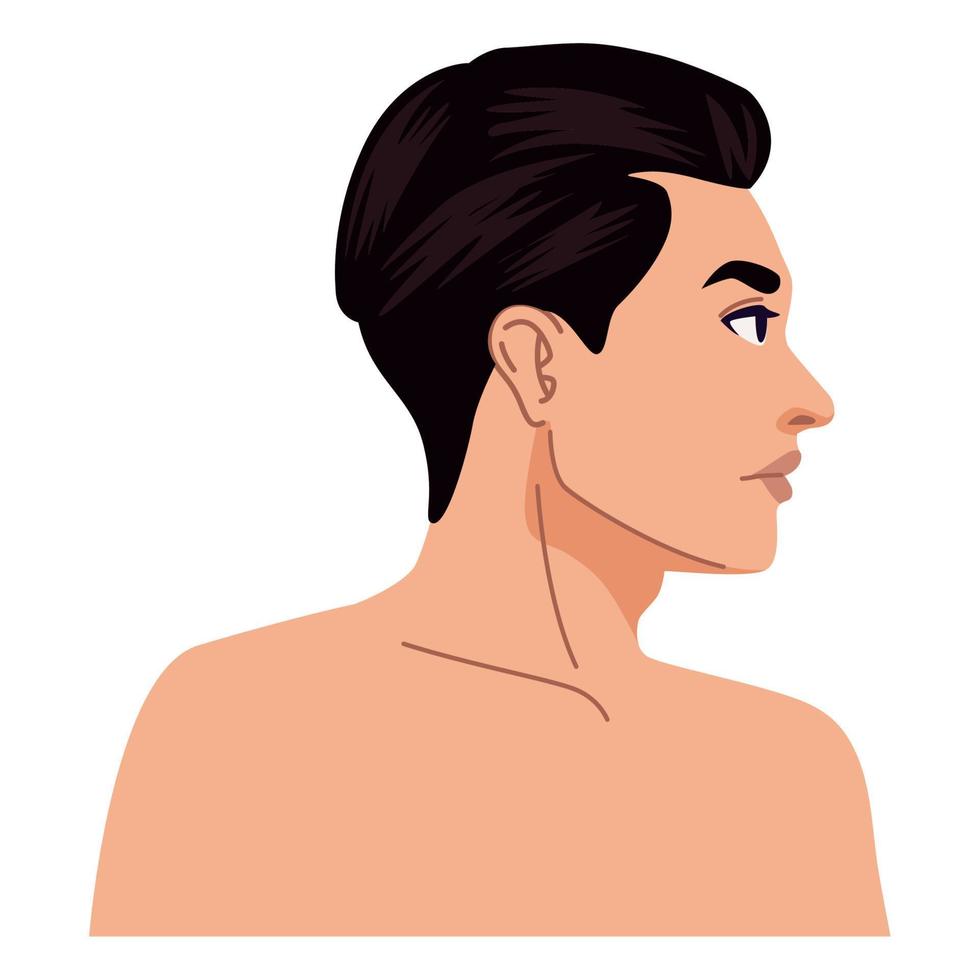 perfil joven desnudo vector