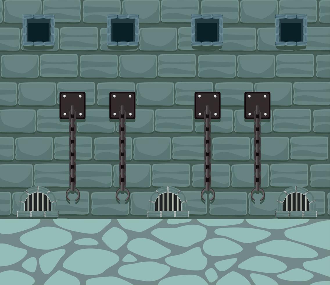 castle wall with chains vector