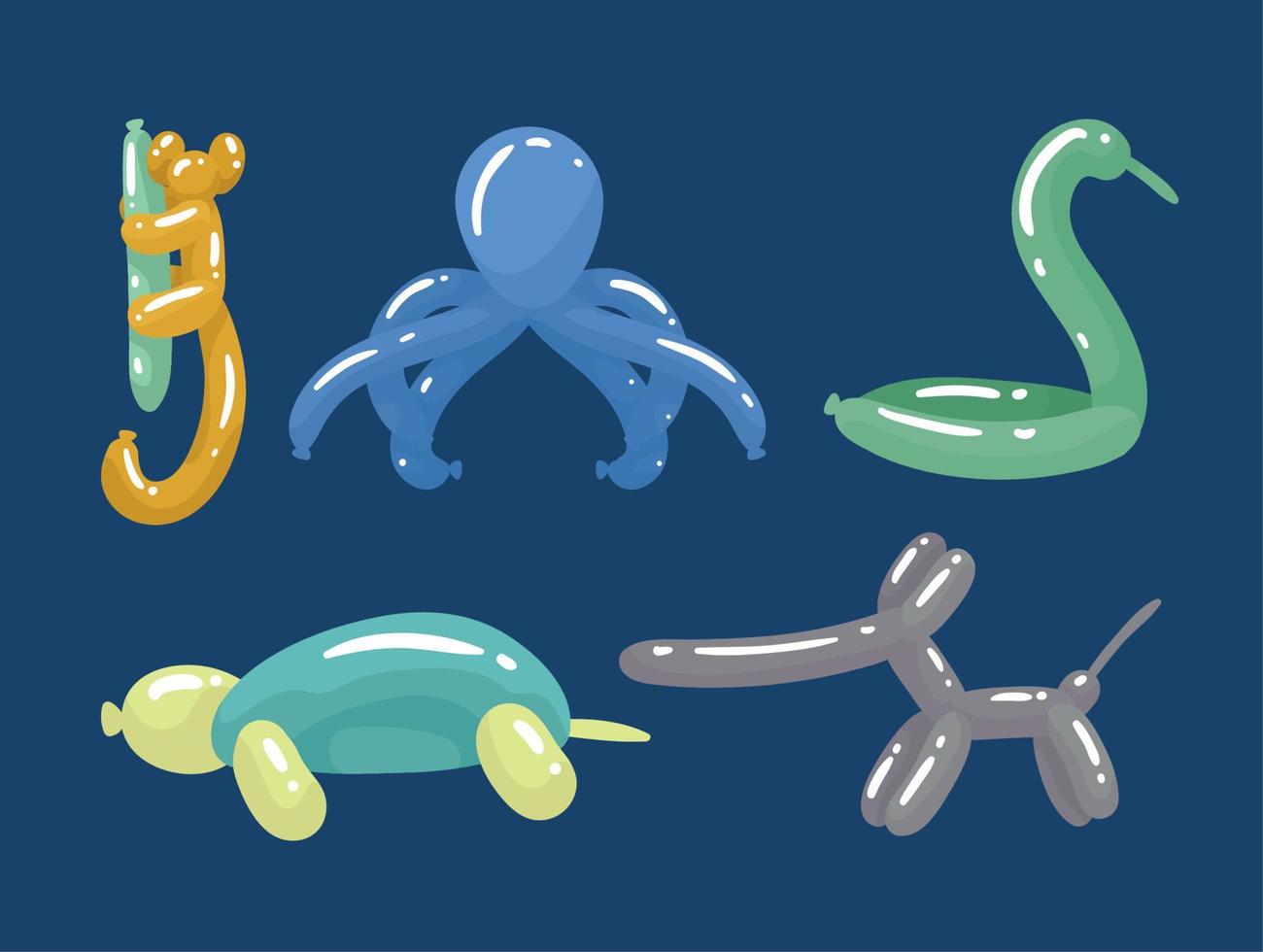 five animals balloons icons vector