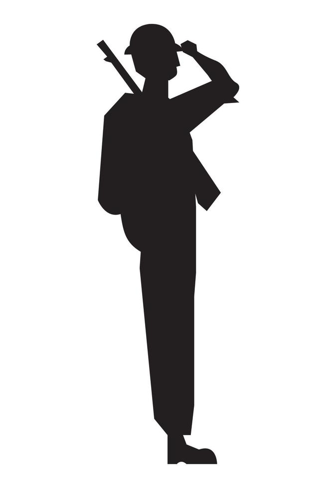 saludating soldier silhouette vector