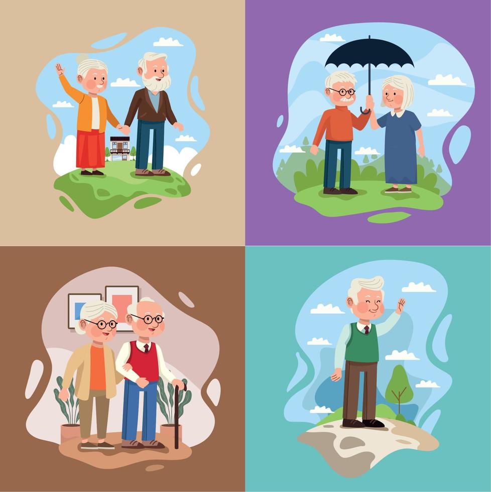 seven old persons characters vector