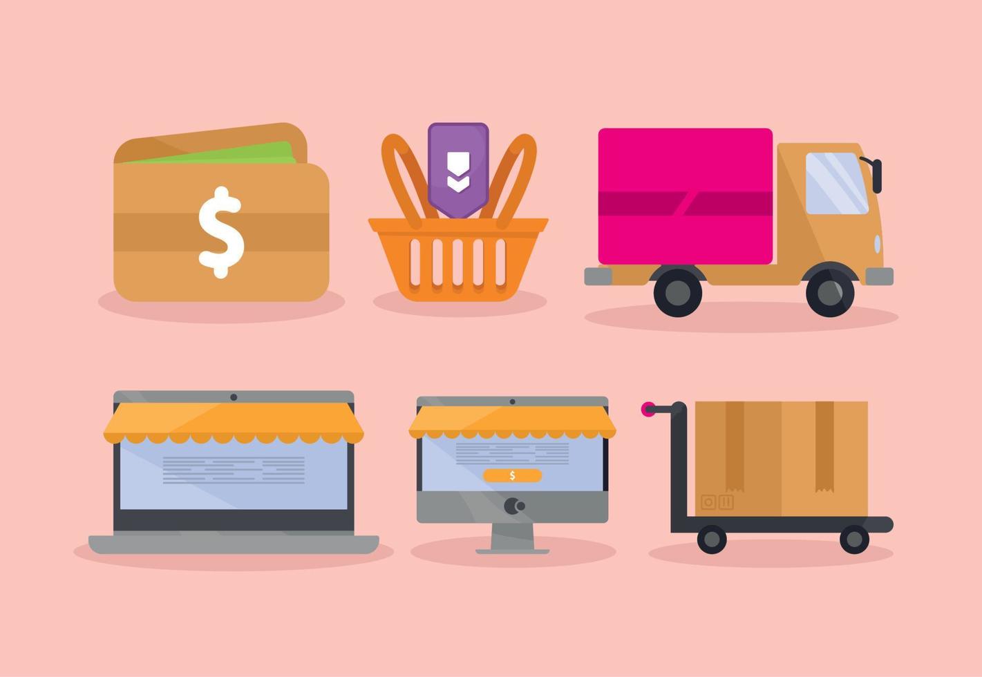 icons shopping online vector