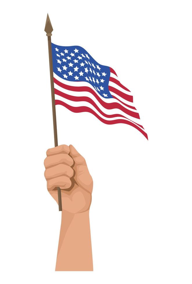 mano ondeando la bandera de estados unidos vector