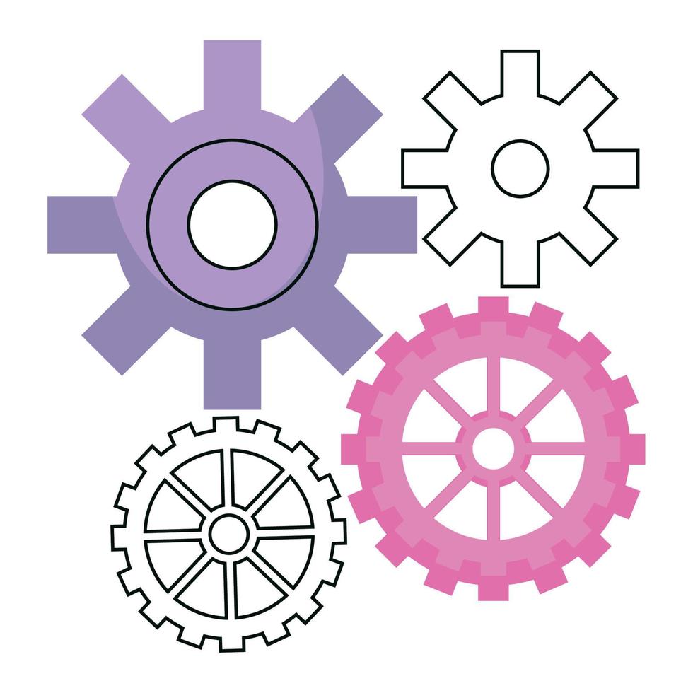 construction gears icons vector