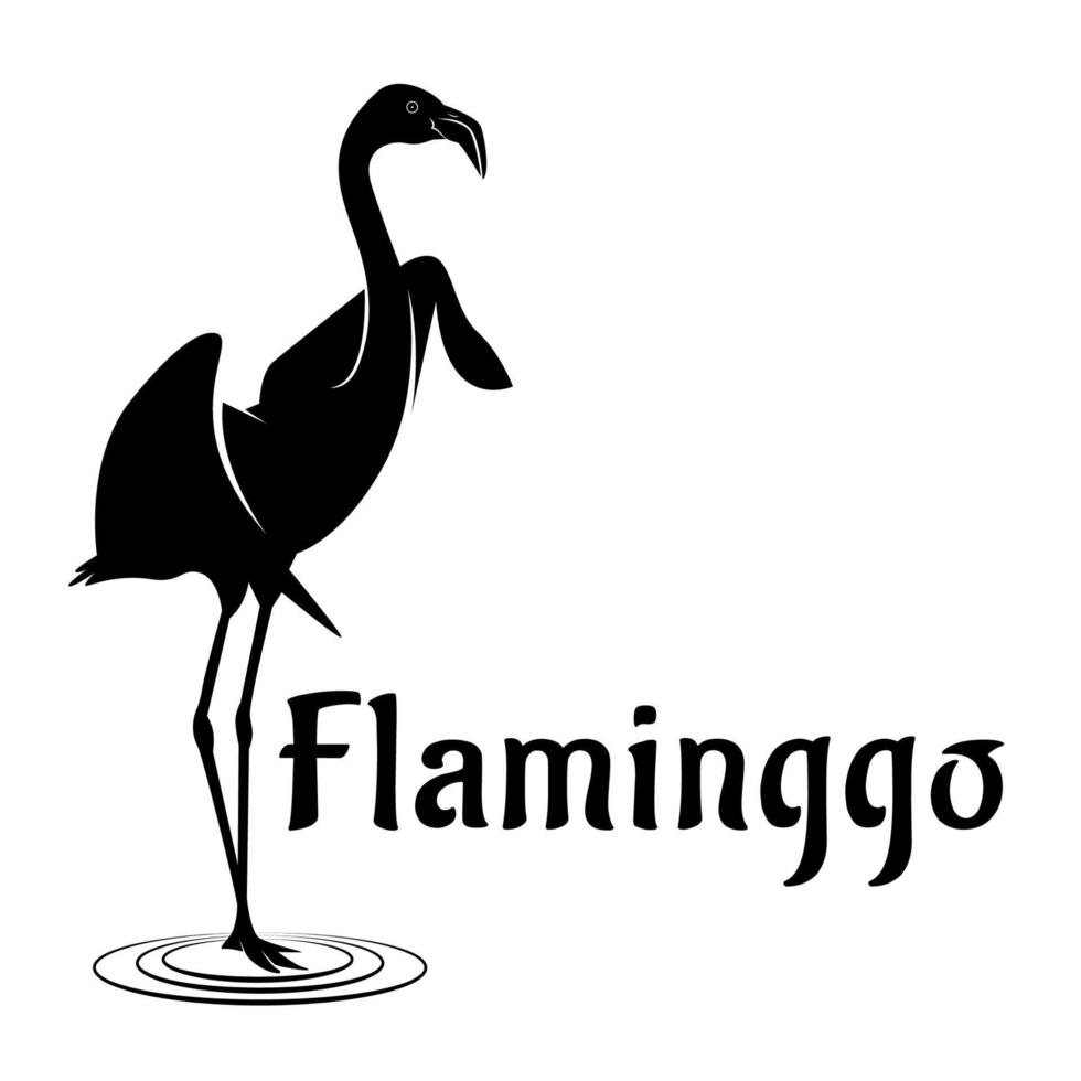 flaminggo silhouette logo template vector