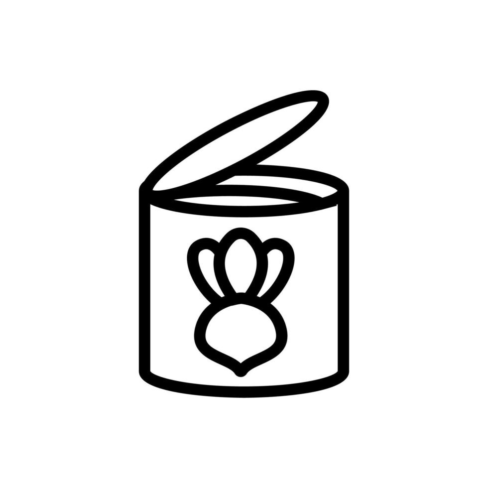 ilustración de contorno de vector de icono de lata abierta de nabo
