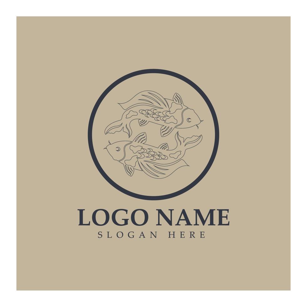 Koi Fish Logo icon illustration  Design Vector Template