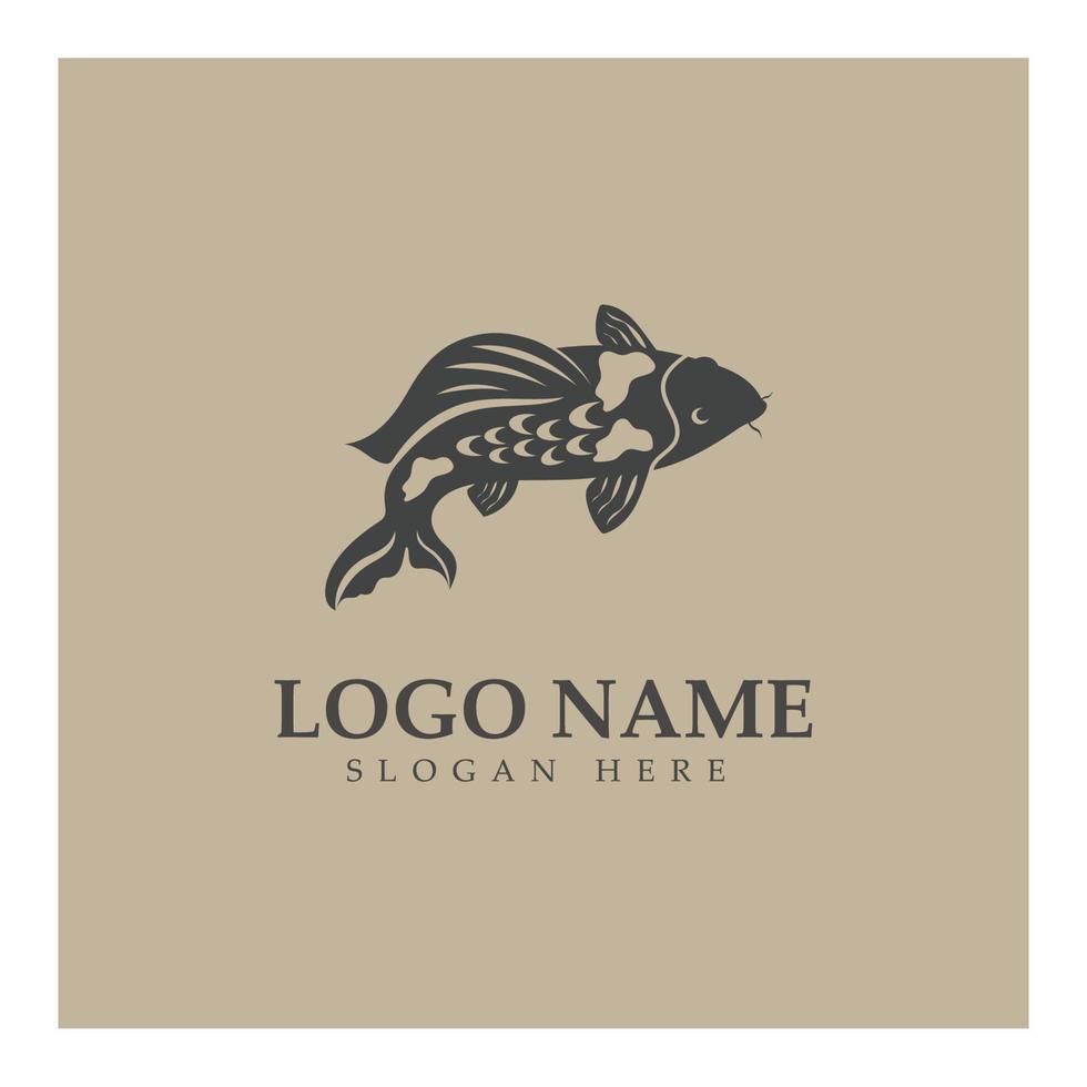 plantilla de vector de diseño de ilustración de icono de logotipo de pez koi