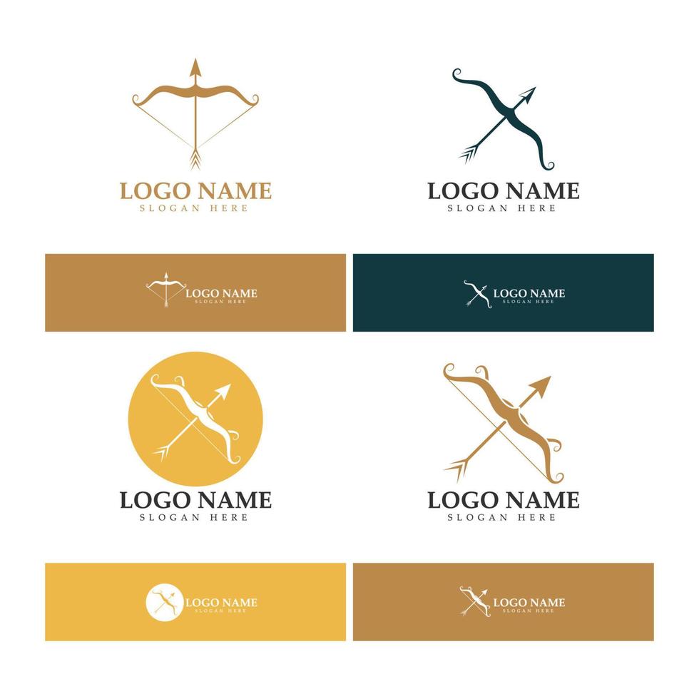 crossbow logo with archery concept modern icon illustration design vector template