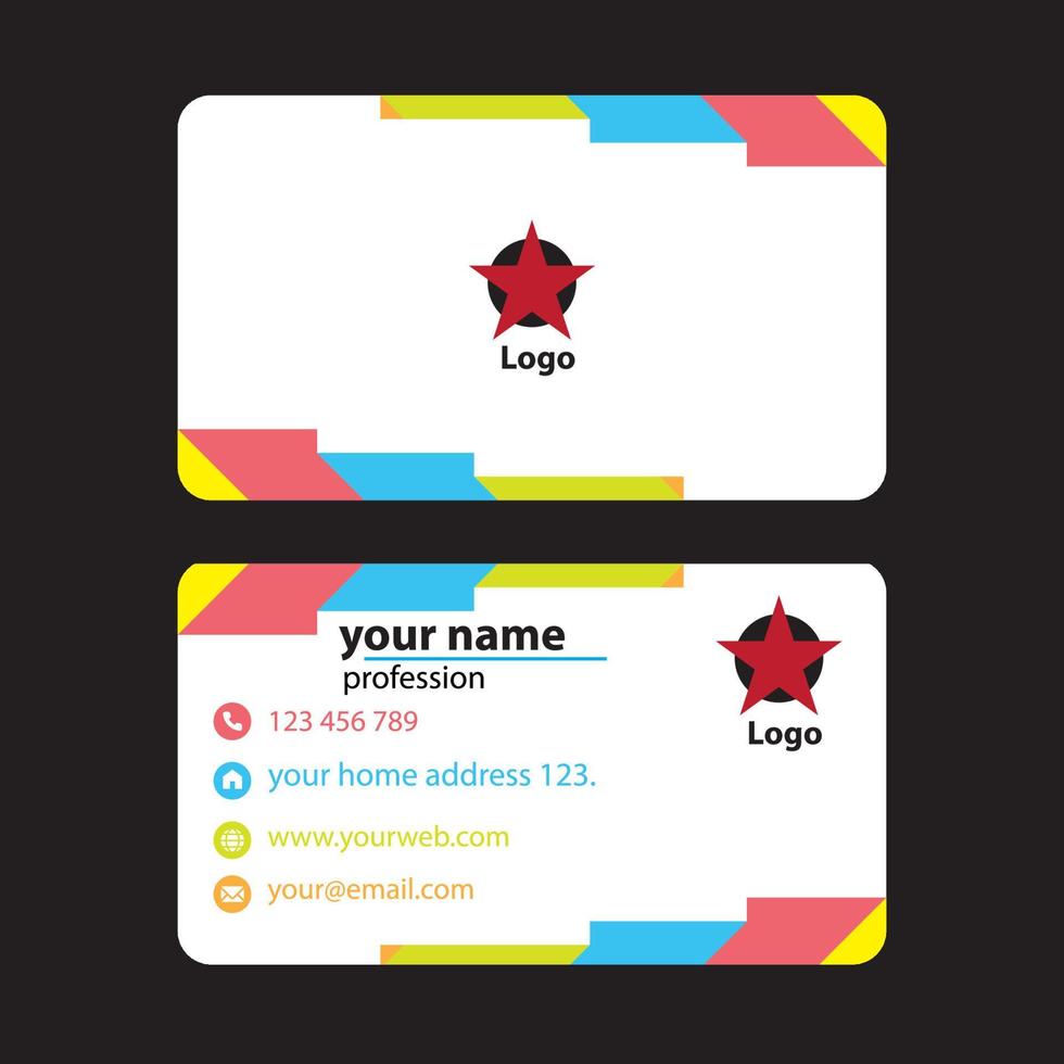 geometric simple colorful business card vector