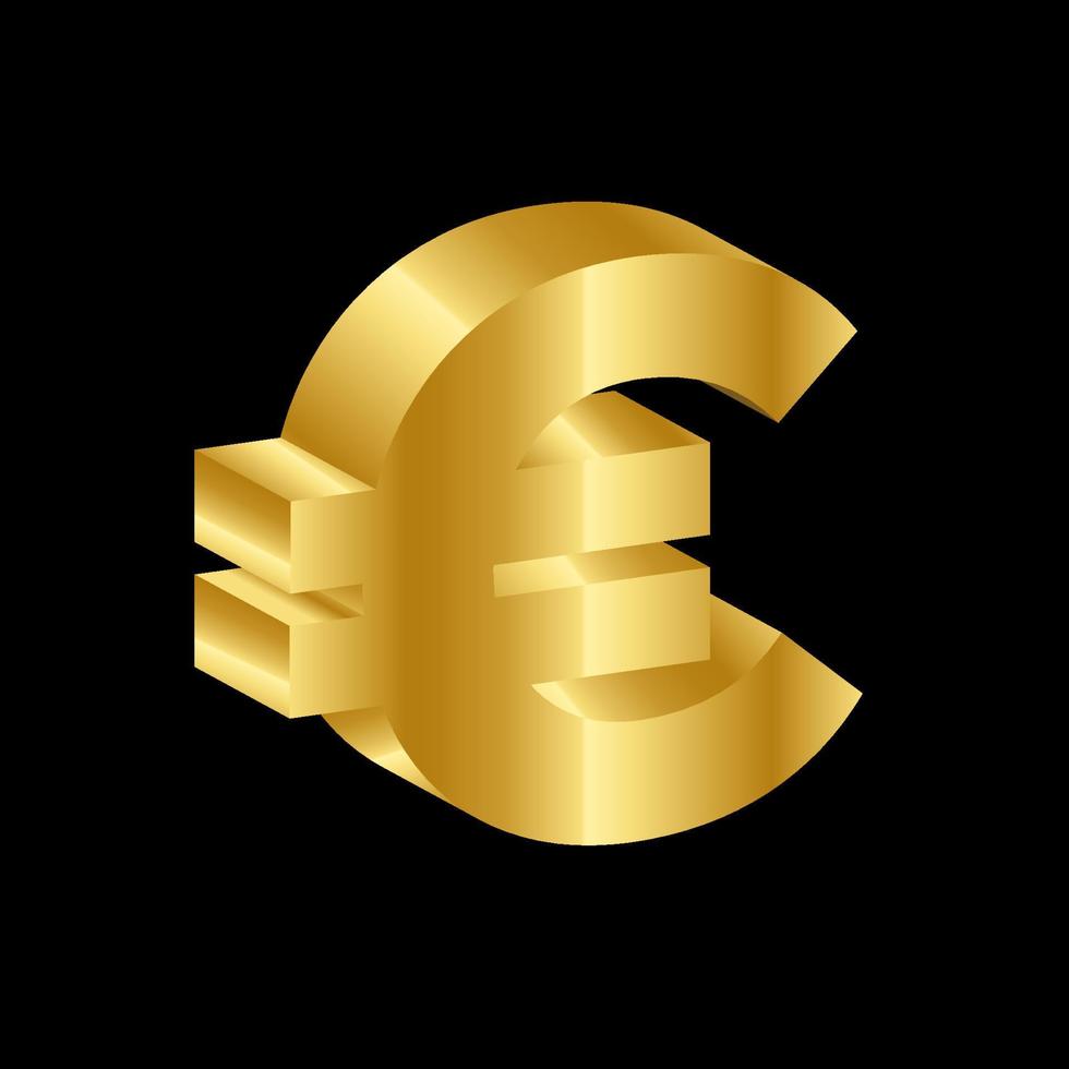 3d Render Of Gold Euro Sign On Colord Blue Background, Gold 1 Euro