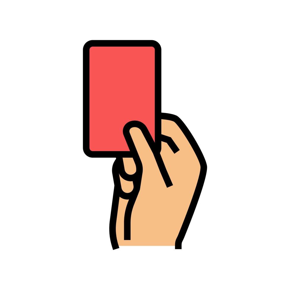 tarjeta roja de la ilustración de vector de icono de color de árbitro