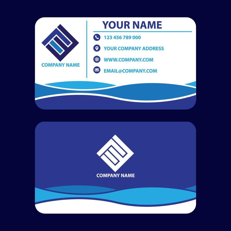 blue wave abstract business card vector