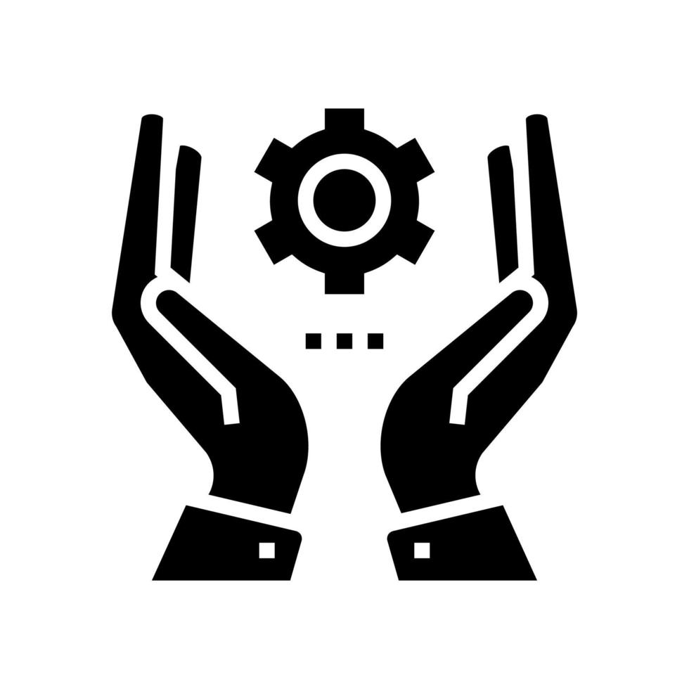 hand hold gear glyph icon vector illustration