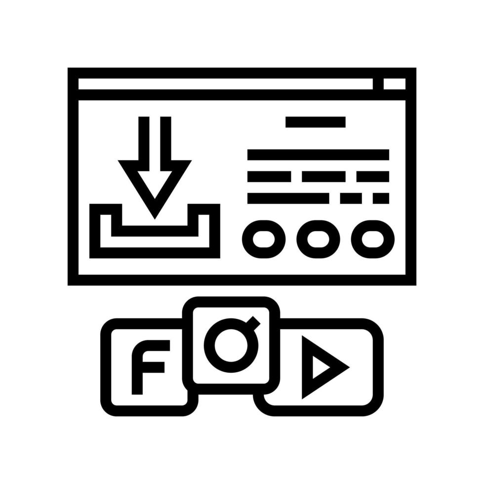 download window with buttons line icon vector illustration
