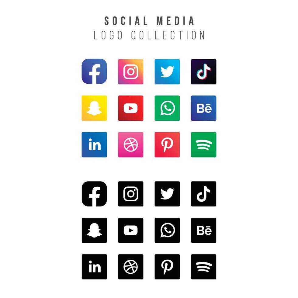 logotipo de redes sociales o colección de iconos vector