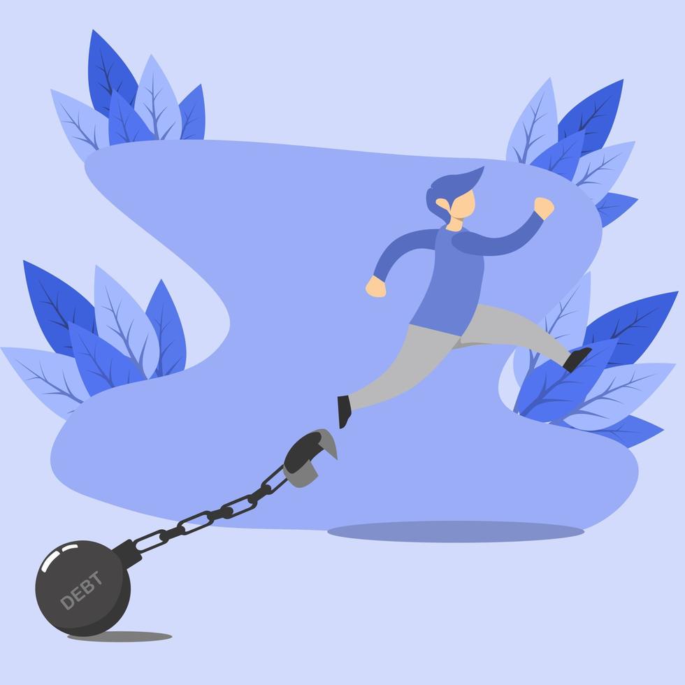 a man out of debt. This design is suitable for debt, bank, bank interest, usury vector