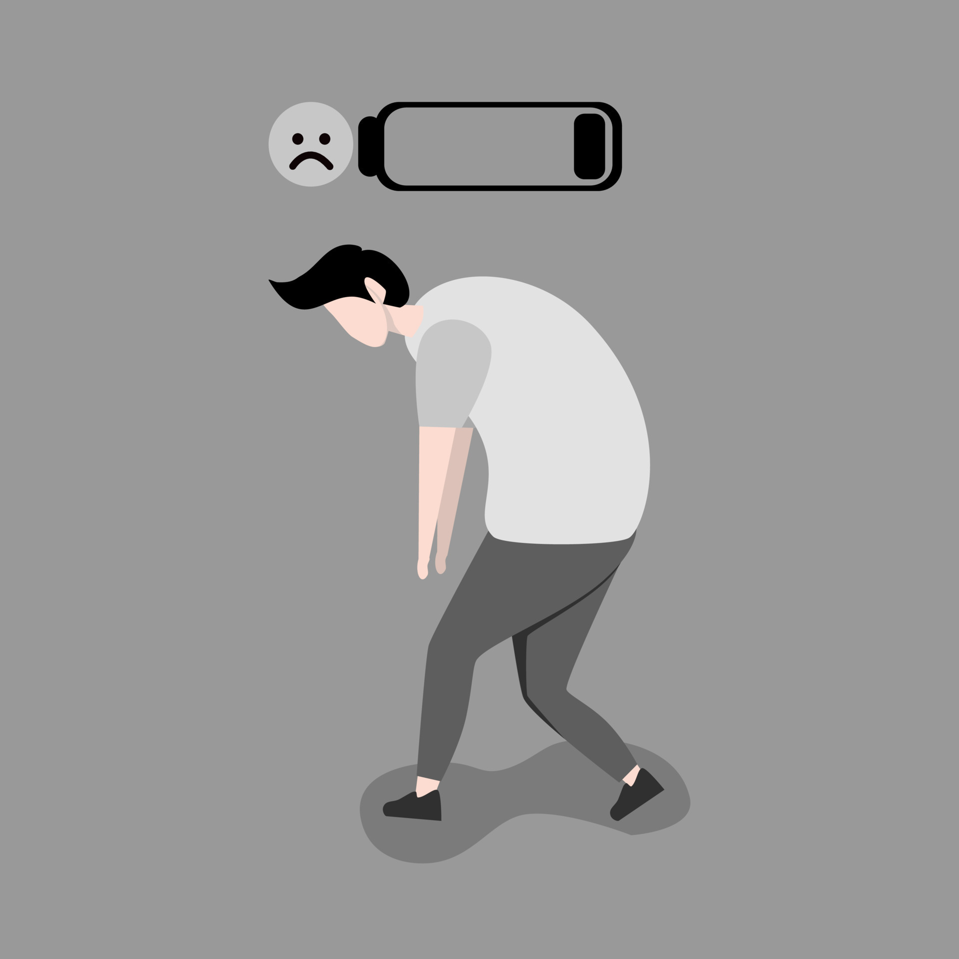 run out of energy. rest or recover. tired and weary workers. a man's