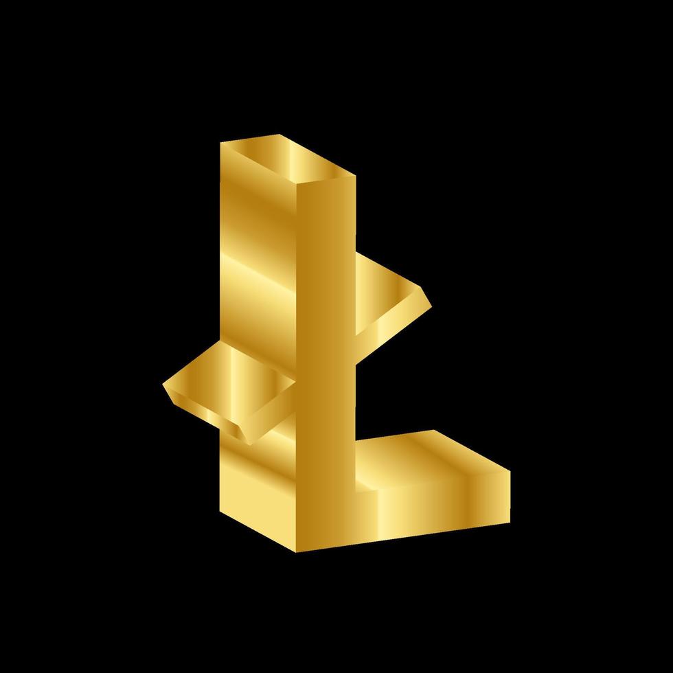 gold 3D luxury litecoin currency symbol vector