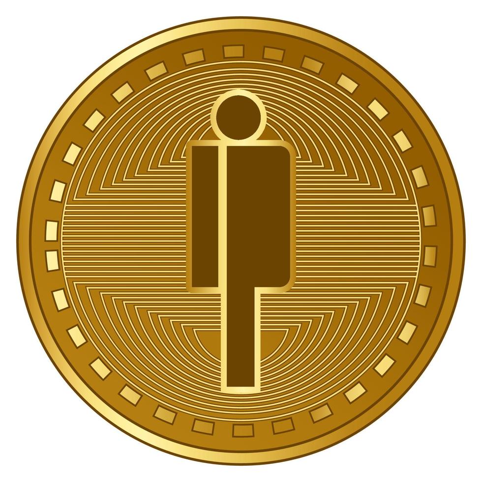 Ilustración de vector de moneda criptodivisa poblada futurista de oro