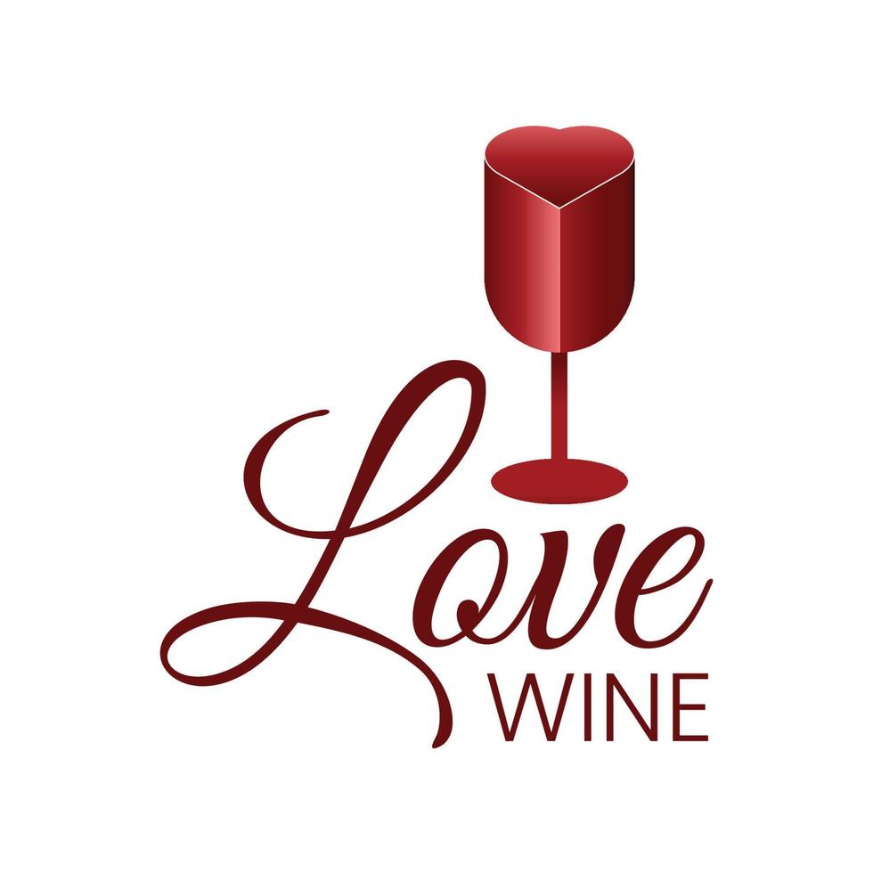 plantilla de vector de logotipo de vino de amor