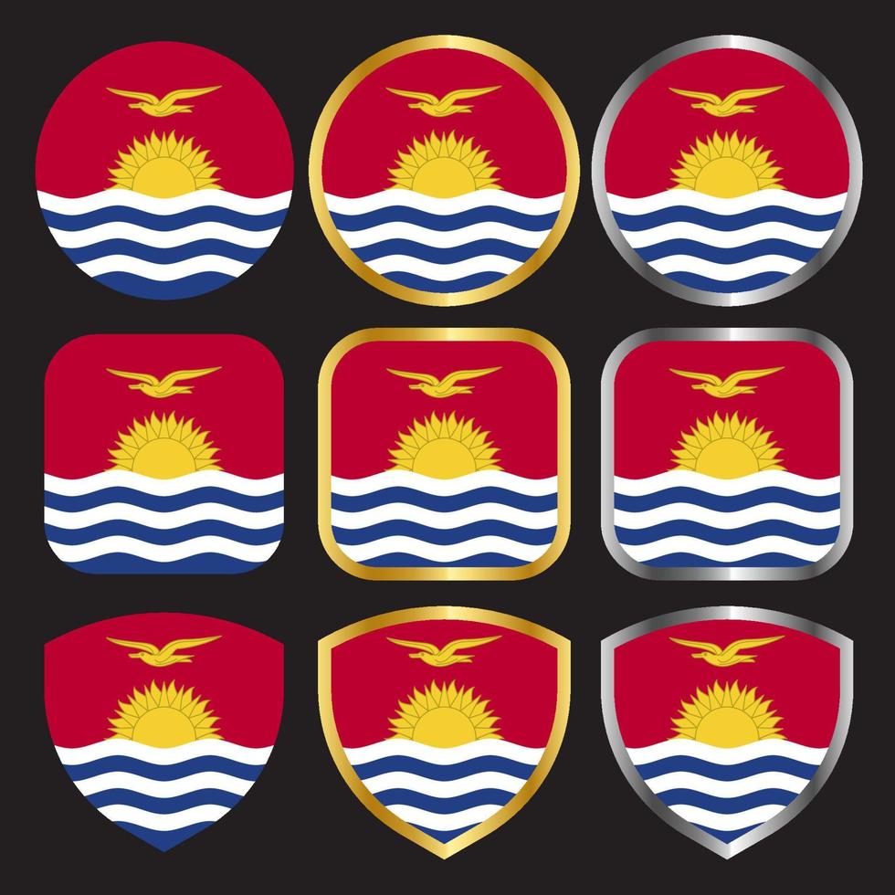 icono de vector de bandera de kiribati con borde dorado y plateado