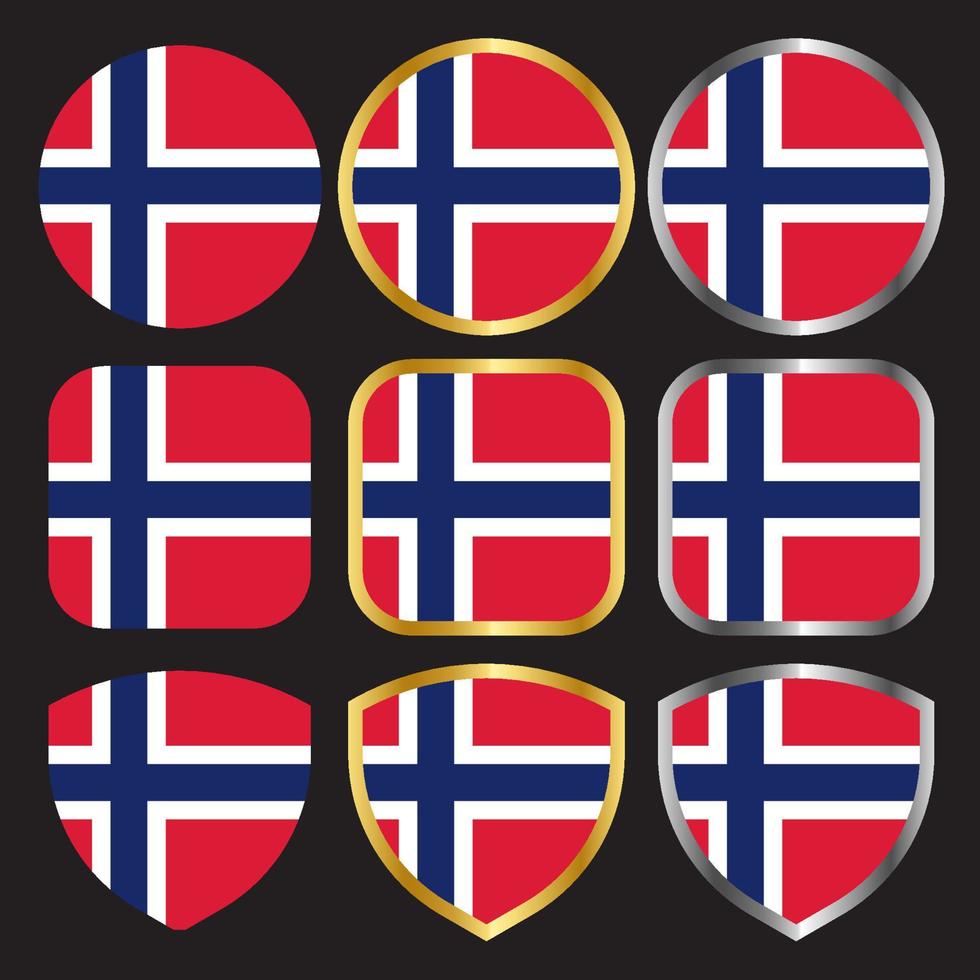 icono de vector de bandera de noruega con borde dorado y plateado-01