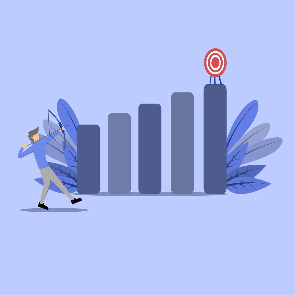 someone is archery breaking the archery target to a successful vector. business rushes on arrow to target, business concept goals and success. vector