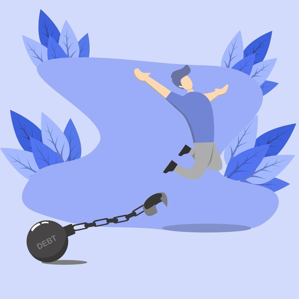 a man out of debt. This design is suitable for debt, bank, bank interest, usury vector